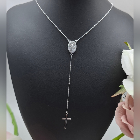 ❤️ DAINTY ROSARY STERLING SILVER NECKLACE - Picture 2 of 8